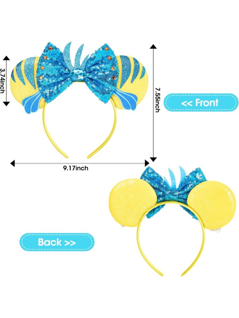 Women Blue Yellow Cartoon Mickey Mouse Costume Headband For Cosplay - Picture 3 of 7